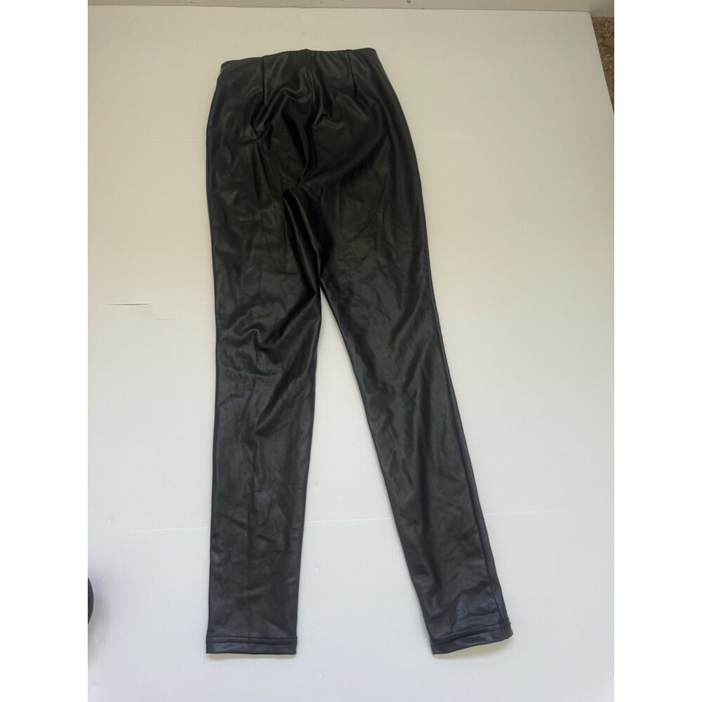 H&M Womens XS Black Faux Leather Leggings Skinny Stretch Pants Pull On
